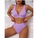 5Solid V Neck Bikini High Waist Swimsuit