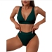 7Solid V Neck Bikini High Waist Swimsuit