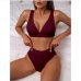 11Solid V Neck Bikini High Waist Swimsuit