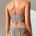 4Strapless Leopard Printed Two Piece Swimsuit