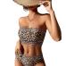 5Strapless Leopard Printed Two Piece Swimsuit