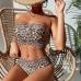 1Strapless Leopard Printed Two Piece Swimsuit