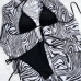 4Trendy Zebra-Striped 3PCS Cover Ups Swimwear Set