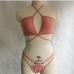 12Two-piece solid color halterneck crossover bikini