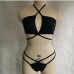 14Two-piece solid color halterneck crossover bikini