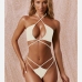 7Two-piece solid color halterneck crossover bikini