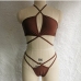 9Two-piece solid color halterneck crossover bikini