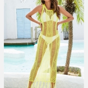  Hollowed Out Tassels Sleeveless One Piece Cover Up