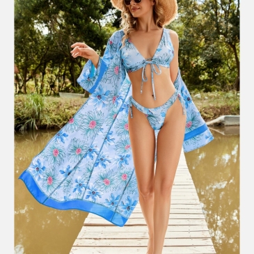 Beach Casual Floral Cover Ups Long Coats