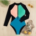 7 Colorblock Long Sleeve One Piece Swimsuit