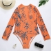 3 Sexy Backless Printing Long Sleeve One-Piece Swimsuit
