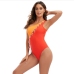 3 Sexy Colorblock One Shoulder  One-Piece Swimsuit