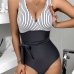 3 Sexy Colorblock Stripe One-Piece Swimsuit