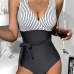 1 Sexy Colorblock Stripe One-Piece Swimsuit