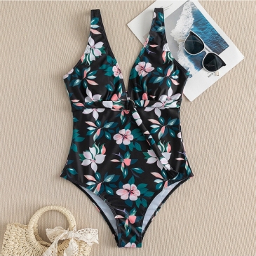  Sexy Flower Printing One Piece Bathing Suit