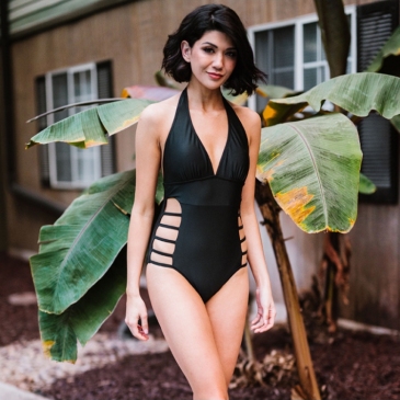  Sexy Hollow Out Halter One Piece Swimsuit