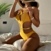 5 Sexy Hollowed Out Pure Color One Piece Swimsuit