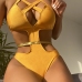 1 Sexy Hollowed Out Pure Color One Piece Swimsuit