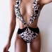 1 Sexy Leopard Print V-neck Halter One Piece  Swimsuit