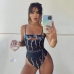 8 Sexy Print Backless One Piece Swimsuit