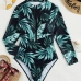 4 Sexy Printed V-neck Long Sleeve Swimsuit