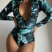 1 Sexy Printed V-neck Long Sleeve Swimsuit