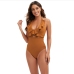 3 Sexy Sleeveless Backless Ruffled One-piece Swimsuit