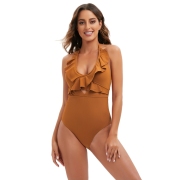  Sexy Sleeveless Backless Ruffled One-piece Swimsuit