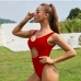 5 Sexy Solid Hollow Out Sleeveless One-piece Swimsuit