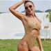 8 Sexy Solid Hollow Out Sleeveless One-piece Swimsuit