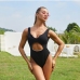 11 Sexy Solid Hollow Out Sleeveless One-piece Swimsuit