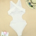 1 Sexy White Waist Cut Backless One-piece Swimsuit