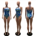 1 Sleeveless Printing Halter Backless One Piece Swimsuit