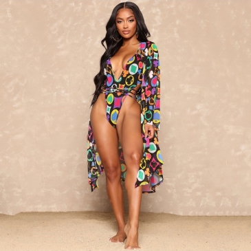 Beach Backless Sleeveless Swimsuit And Cover Ups Sets