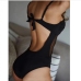 3Black Gauze Patchwork One-Piece Swimsuit