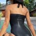 5Black Halter Backless Tight One Piece Swimsuit