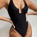 1Black Skinny Sleeveless One Piece Swimsuit