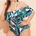 3Botanic Printed Off Shoulder One Piece Bathing Suit