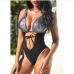 3Bronzing Patchwork Cut Out Swimsuits For Women