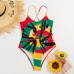 3Color Blocking Backless One Piece Swimwear