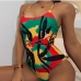 7Color Blocking Backless One Piece Swimwear