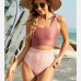 3Contrast Color Hollow Out One Piece Swimsuit