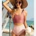 1Contrast Color Hollow Out One Piece Swimsuit