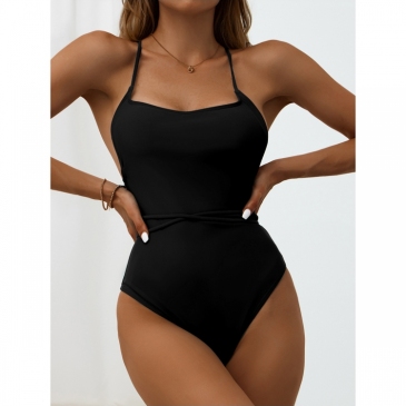 Crisscross Back Spaghetti Strap One Piece Bikini