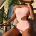 1Cut-out Solid One Piece Swimsuit