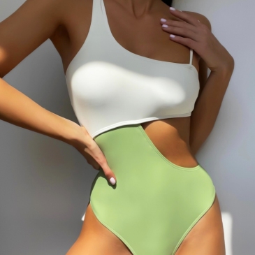 Designer Contrast Color Patchwork Sleeveless Swimsuits