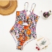 4Flower Printed Spaghetti Strap Hollow Out One-Piece Swimsuit