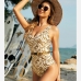 1Geometric Print  V Neck Sleeveless One-Piece Swimsuits