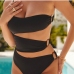 4Hollow Out Patch One Piece Swimsuit Women