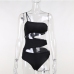 6Hollow Out Patch One Piece Swimsuit Women